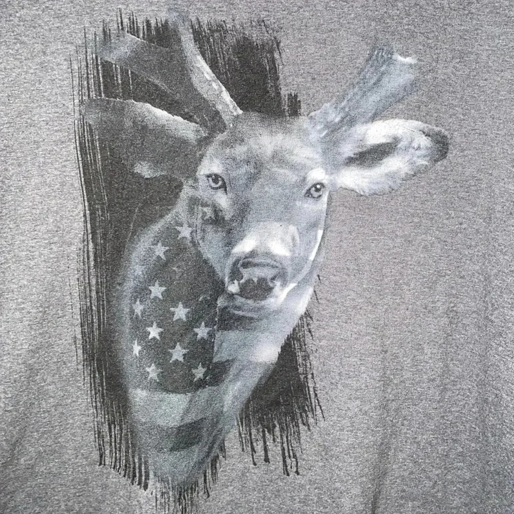Deer Graphic T-Shirt Grey Size XL - Picture 2 of 4